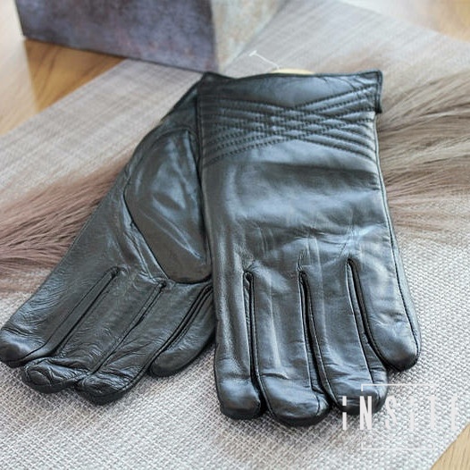 Шкіряні рукавиці Короткі Чорні 022П 7.5 022П фото